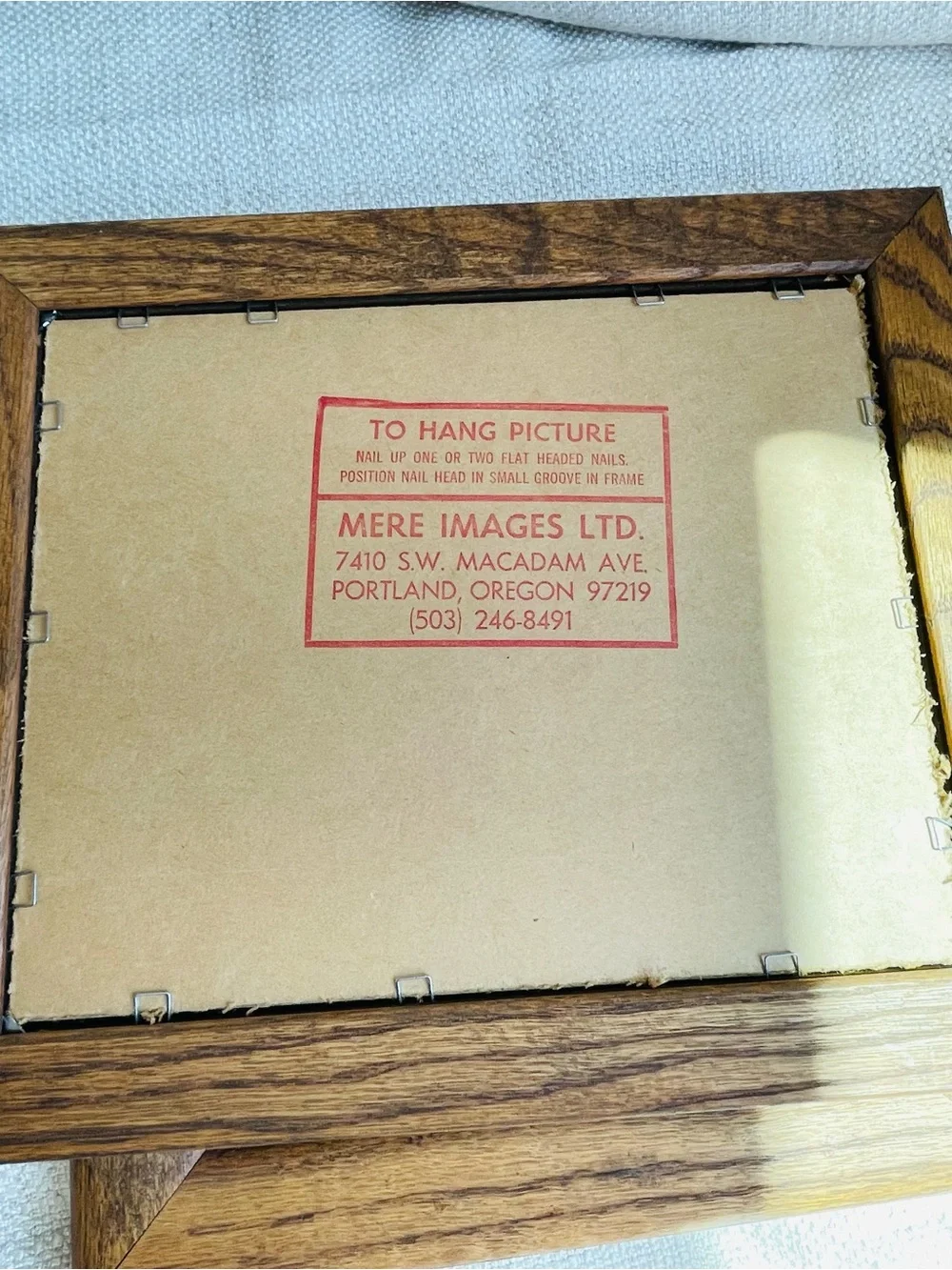 (2) Vintage MCM Foil Art Classic Oak Wood Picture Frames